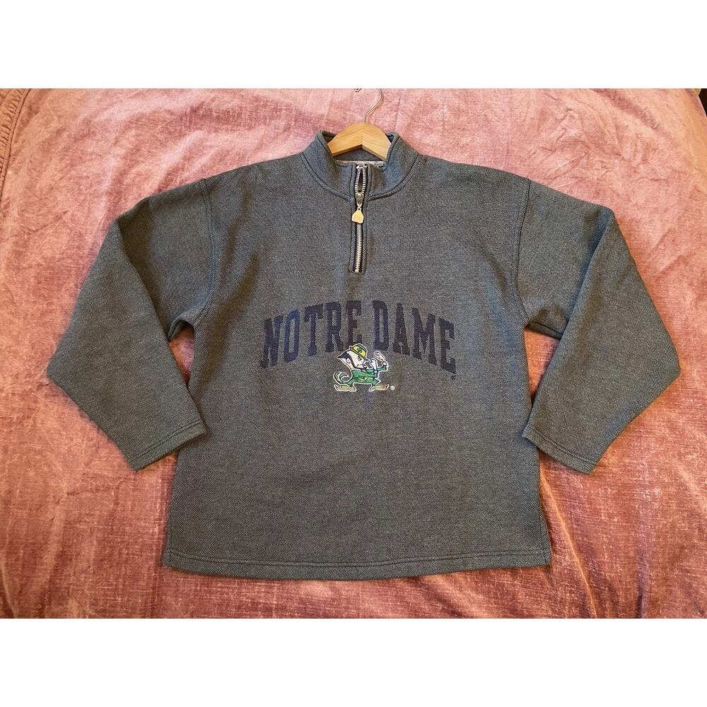 Vintage 90s Y2K Notre Dame Fighting Irish 1/4 zip Pullover Sweatshirt Sz M